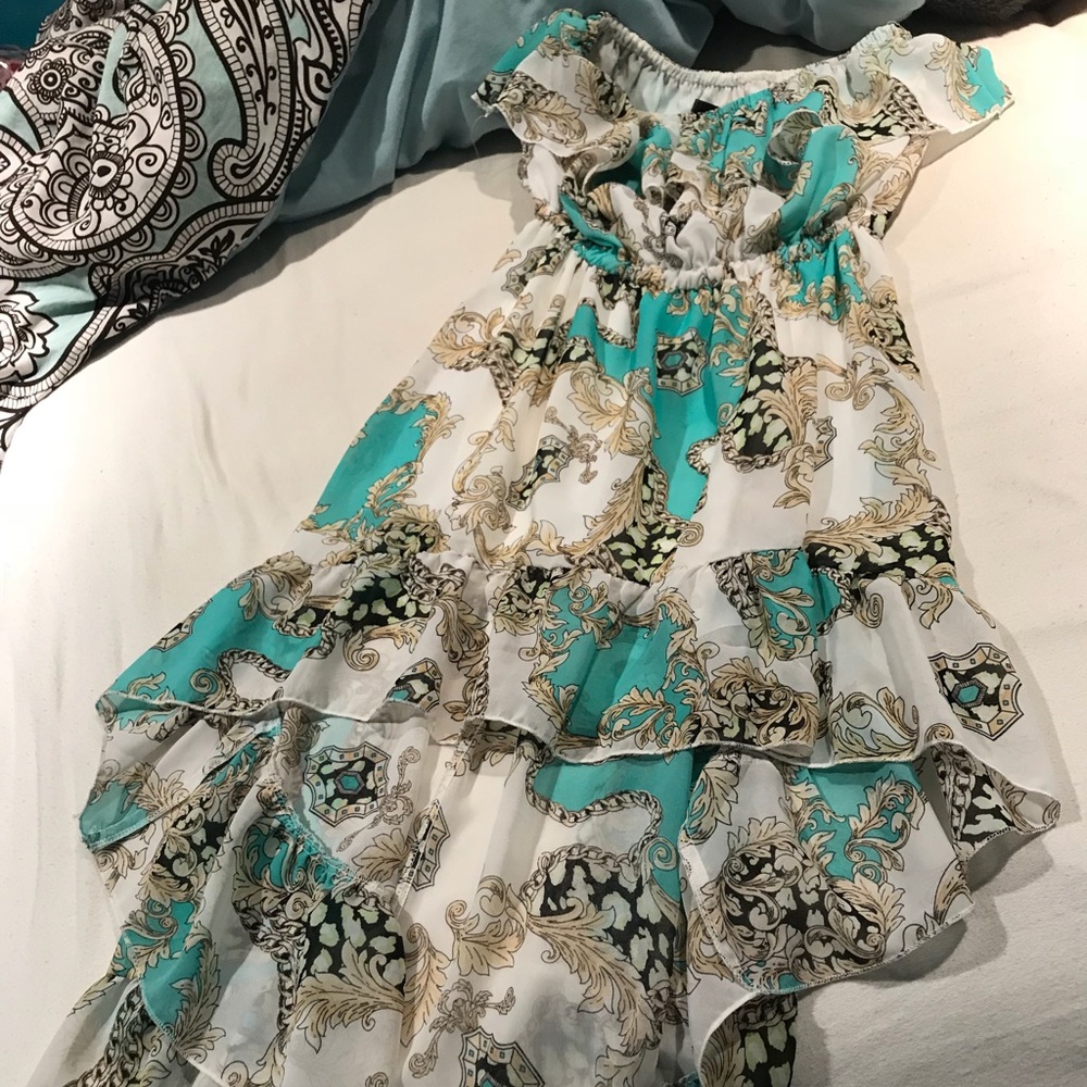 Strapless hi-low dress